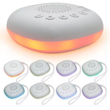 Veilleuse Bébé Musicale Lumineuse Veilleuse avec Machine à Bruit Blanc 20 Sons, Niveaux de Volume Réglable Minuterie 8 Couleurs