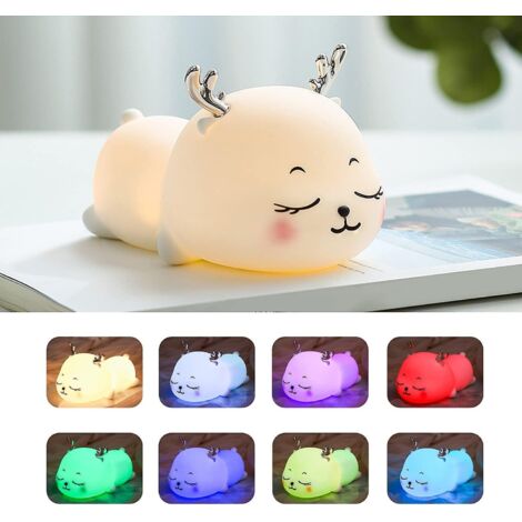 Veilleuse bébé tactile en silicone gemmac avec LED 7 couleurs, veilleuse portable pour chambre de bébé - Veilleuse enfant mignonne à piles
