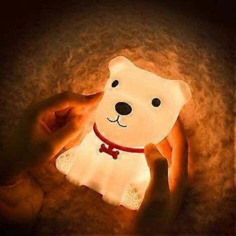 Veilleuse bébé, veilleuse chiot rechargeable, veilleuse LED portable en silicone, veilleuse tactile, décoration pour chambre de bébé, pour bébé garçon ou fille