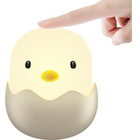 Veilleuse bébé - Veilleuse en silicone en forme de poussin - Rechargeable par USB - Veilleuse LED en forme de coquille d'œuf - Jaune chaud