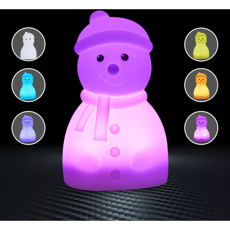Veilleuse Bonhomme de Neige, Veilleuse 3D en Silicone à Changement de Couleur Multicolore [Niveau d'Énergie a+]