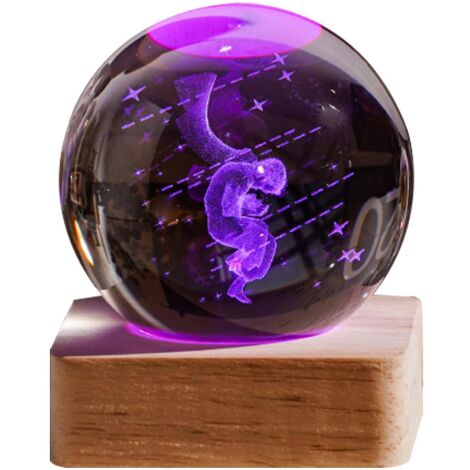 Veilleuse boule de cristal galaxie 3D, cadeau d'anniversaire créatif, base en bois USB, pour salon ou chambre - Paragraphe 11