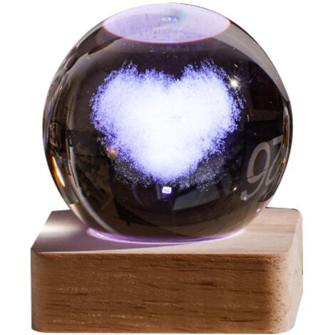 Veilleuse boule de cristal galaxie 3D, cadeau d'anniversaire créatif, base en bois USB, pour salon ou chambre - Paragraphe 5