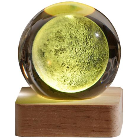 Veilleuse boule de cristal galaxie 3D, cadeau d'anniversaire créatif, base en bois USB, pour salon ou chambre - Paragraphe 7