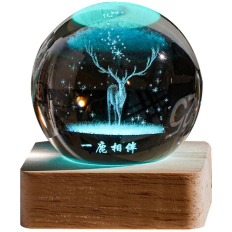 Veilleuse boule de cristal galaxie 3D, cadeau d'anniversaire créatif, base en bois USB, pour salon ou chambre - Paragraphe 8