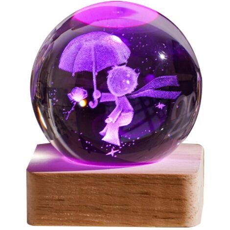Veilleuse boule de cristal galaxie 3D, cadeau d'anniversaire créatif, base en bois USB, pour salon ou chambre - Paragraphe 9