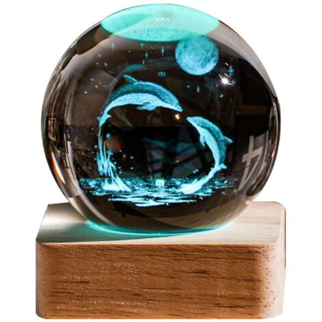 Veilleuse boule de cristal galaxie 3D - Cadeau d'anniversaire créatif - Base en bois USB - Salon/Chambre - Paragraphe 1