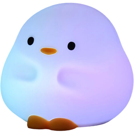 Veilleuse Canard Mignon,  Lampe Canard en Silicone à Niveaux d'Ambiance, Lampe Animale LED Douce pour le Sommeil des Enfants, Lampe de Lit Tactile Rechargeable, Cadeau Décoration Chambre d'Enfant