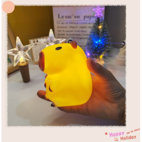 Veilleuse Capybara mignonne - Mini lampe de table - Lampe de chambre décorative - Cadeau de vacances créatif - Éclairage d'ambiance gracieux