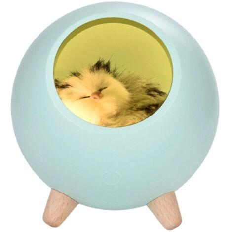 Veilleuse Chat Mignon pour Enfants et Adultes, Lampe de Chambre Lumière LED de Chevet Veilleuse Sommeil USB Rechargeable