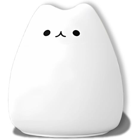 Veilleuse Chat Portable pour Bébé, 7 LED Multicolores, Lampe Tactile en Silicone, Cadeau d'Anniversaire pour Enfants