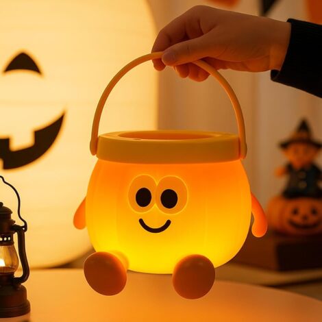 Veilleuse citrouille, lampe de chevet rechargeable, lampes de nuit portables, lanterne citrouille d'Halloween pour chambre, bureau, décoration de chambre, jolie veilleuse de sommeil, cadeaux pour enfa