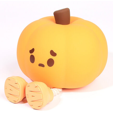 Veilleuse citrouille, veilleuse enfant en silicone à intensité variable, lampe rechargeable, décoration de bureau amusante et cadeau