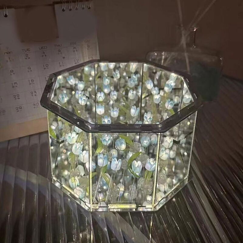 Feiyue - Veilleuse créative en forme de tulipe en forme de cube faite à la main