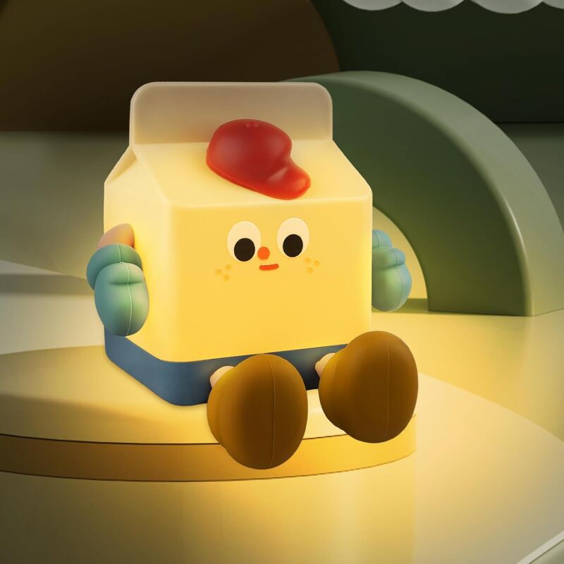 Veilleuse de chevet en silicone en carton de lait, luminosité réglable, fonction minuterie, rechargeable par usb