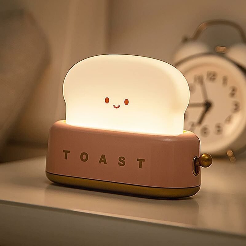 Gotrays - Veilleuse de nuit Diy Toast Cute Bread Led Night Lamp Creative Usb Charging Light Portable Bedside Night Light(gules)
