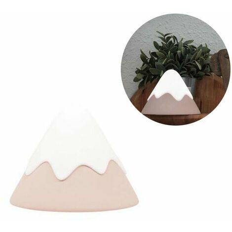 Veilleuse de nuit en forme de montagne enneigée, lampe de table LED créative intelligente activée par la voix avec détecteur de mouvement en silicone souple rechargeable rose