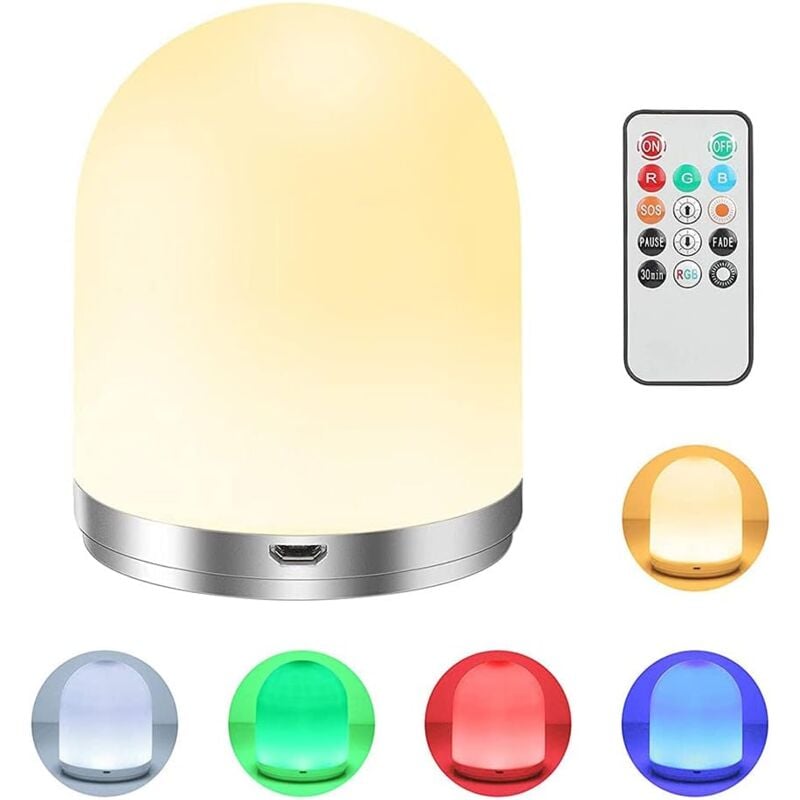 Gotrays - Veilleuse de nuit, lampe de chevet pour enfants, télécommande, fonction minuterie rechargeable par usb, changement de couleur rgb