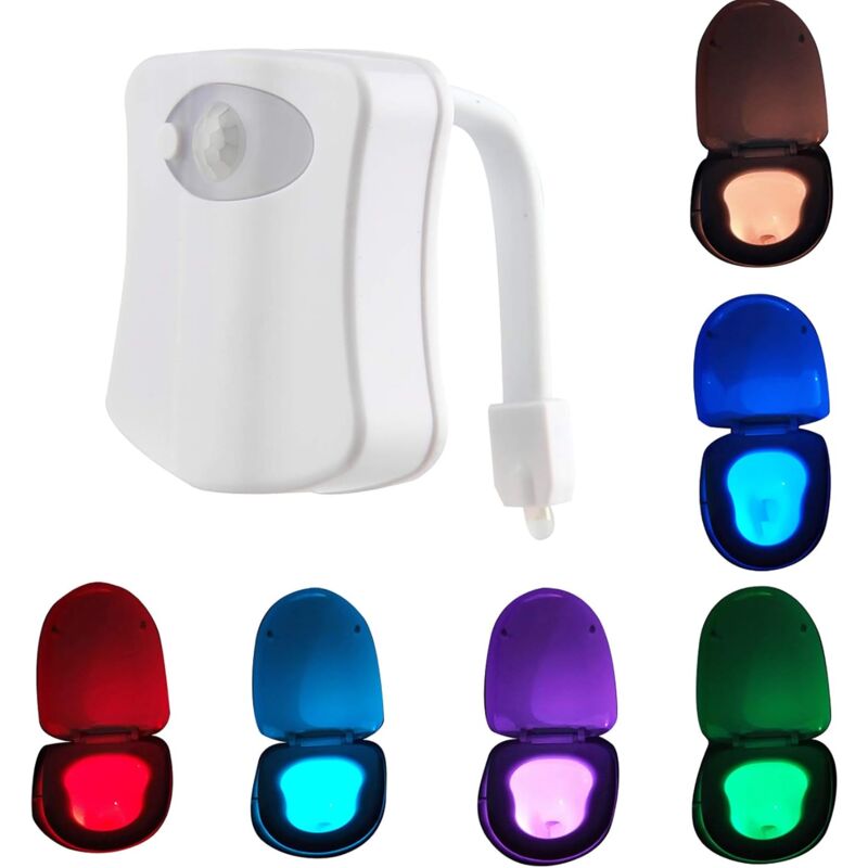 Memkey - Veilleuse de toilettes, 8 couleurs changeantes, corps humain, détecteur de mouvement, led pour salle de bain, toilettes, pour enfants et