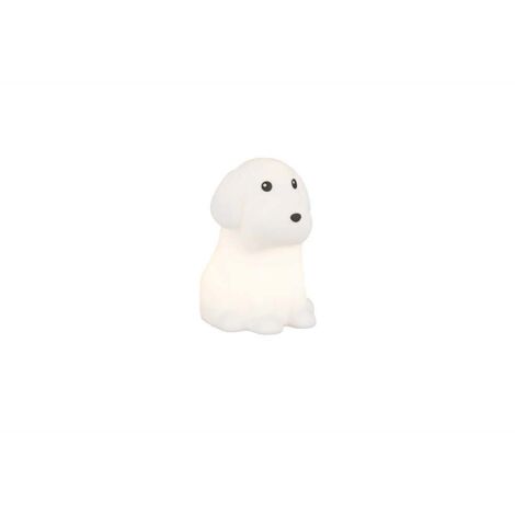 Veilleuse décorative en forme de chien, lampe d'appoint, blanche, RGB, changeur de couleurs, tactile, LED, hauteur 15,5 cm