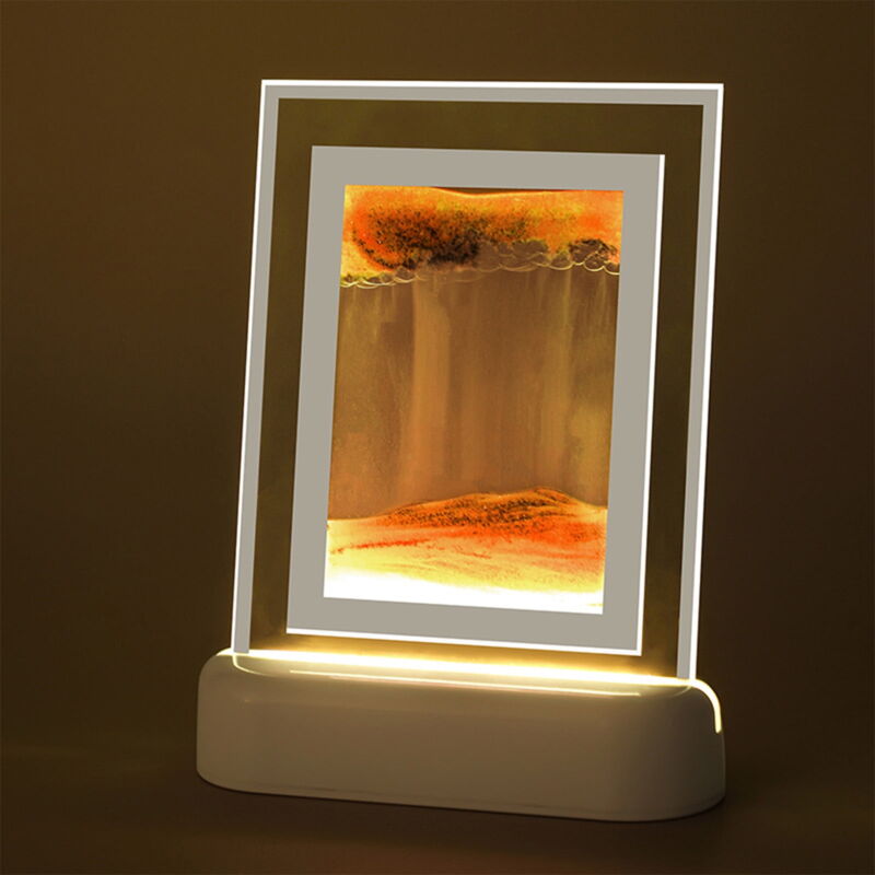 Veilleuse décorative en sable mouvant, paysage de sable mouvant avec carrés led, décoration de bureau relaxante pour la maison et le bureau, 50 ml