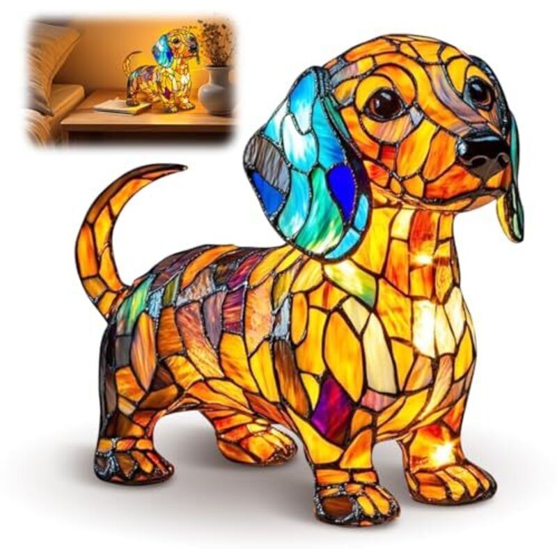 Veilleuse décorative teckel, lampe LED USB en résine, lampe chien décorative pour les amoureux des chiens, veilleuse pour la maison