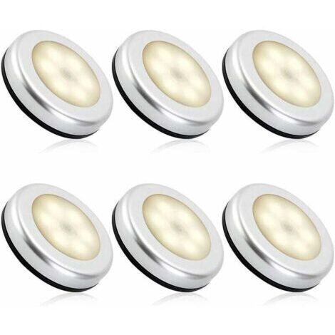 Veilleuse detecteur de mouvement intérieur,lampe led detecteur de mouvement pile pour escaliers, Eclairage LED Placard Armoire Couloir chambre enfant Auto ON / OFF 3M Adhésif (6pcs,blanche chau