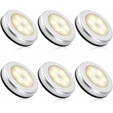 Veilleuse detecteur de mouvement intérieur,lampe led detecteur de mouvement pile pour escaliers, Eclairage LED Placard Armoire Couloir chambre enfant Auto ON / OFF Adhésif (6pcs,blanche chaude)