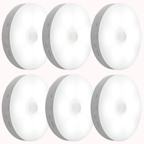 Veilleuse détecteur de mouvement LED rechargeable USB applique murale lumière blanche lot de 6