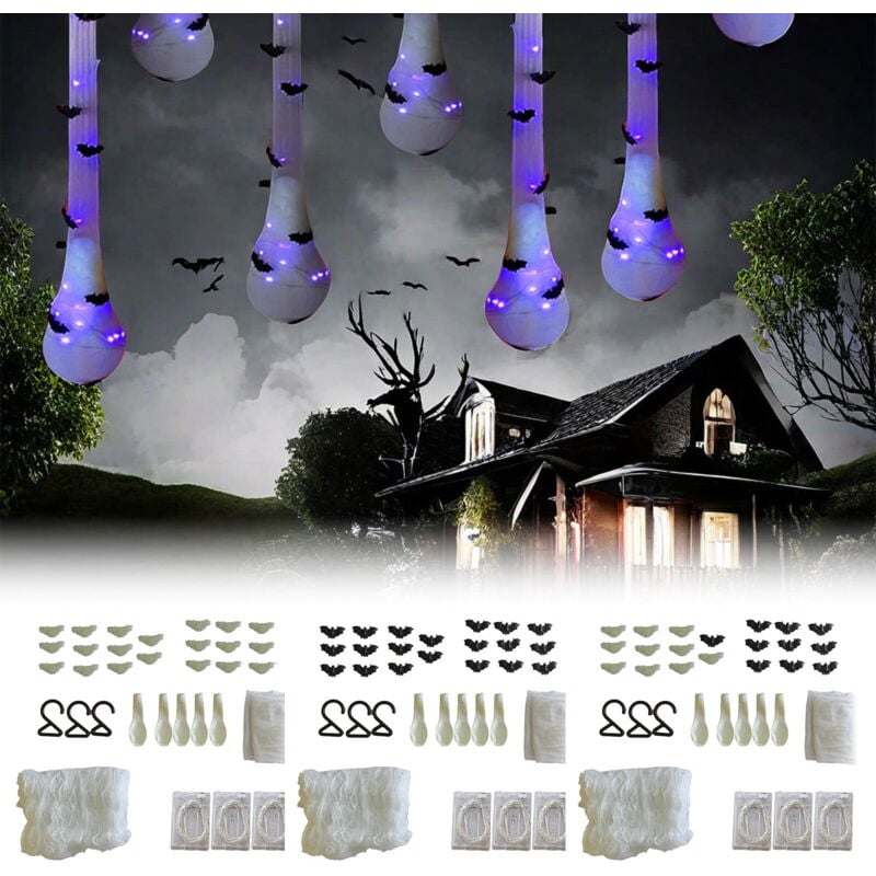 Feiyue - Veilleuse d'Halloween en forme d'œuf de chauve-souris, décorations lumineuses suspendues, ambiance de fête, accessoires de mise en scène