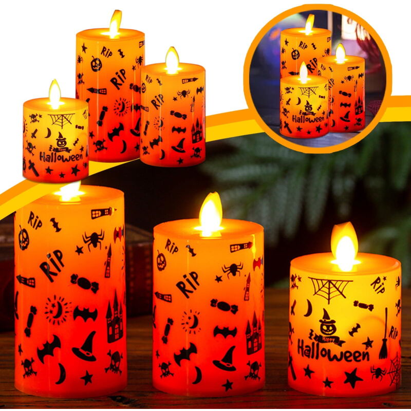 Veilleuse d'Halloween, lampe bougie électronique, citrouille, sorcière, décoration d'ambiance, accessoires, ornements de flamme oscillante