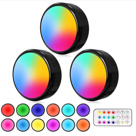 Veilleuse dirigélampe de ramassagetélécommande sans fil 13couleur RVBProjecteur à piles pour armoire de chambre-noir 1Une télécommande 3Une lampe
