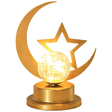 Veilleuse Eid Ramadan Lampe Bureau Fer Lune Croissant Guirlande LED Lumières Décoratives Musulmanes