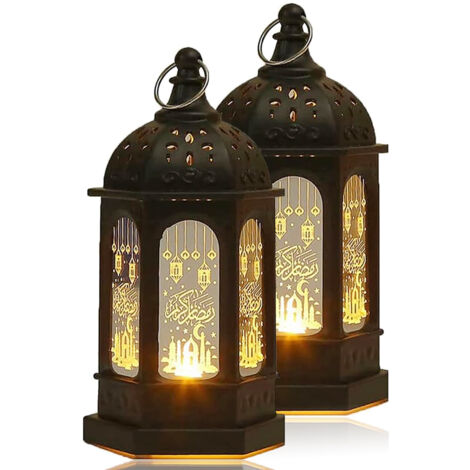 Veilleuse électronique bougie, bougeoir château marocain, noire
