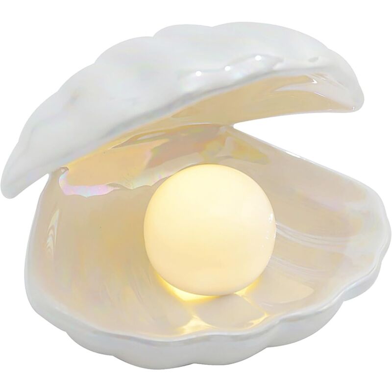 Veilleuse en coquille de perle - Lampe céramique en coquille, décoration de coquille, lumière de perle, pour chambre et salon