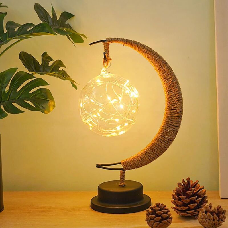 Veilleuse en fer forgé, lumière décorative à LED, idéale pour Noël, les fêtes, les mariages, les chambres, etc., port USB, 11 x 6 x 6 pouces (couleur