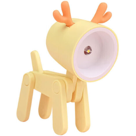 Veilleuse en forme de cerf (jaune), support de téléphone portable réglable, veilleuse LED cadeau de noël pour enfants, décoration de chambre