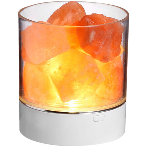 Veilleuse en pierre de sel de l'Himalaya, lampe LED en cristal de roche, 7 couleurs, portable, USB, lampe de purification d'air naturelle pour voiture, maison, bureau, chambre, décoration de bureau