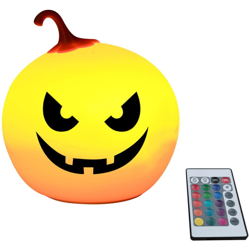 Feiyue - Veilleuse en silicone avec télécommande, lanterne citrouille d'Halloween, rechargeable par usb, colorée, veilleuse de vacances