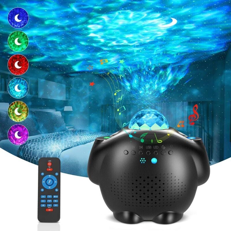 SNQ - Veilleuse Enfant 4 en 1 Projecteur Ciel Etoile avec Haut-Parleur Bluetooth Télécommande Minuterie,LED Galaxie Projecteur Luminosité Réglable
