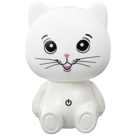Veilleuse Enfant à LED "Chat" 17cm Blanc