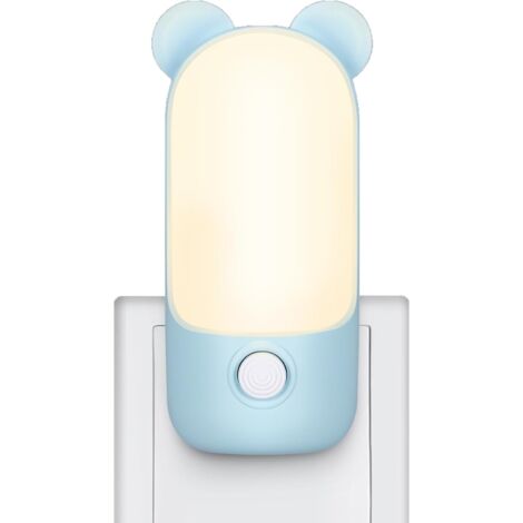 Veilleuse enfant à prise LED 2 modes. Couleur bleue, pour escaliers/couloir/cuisine. Décoration sécurisée.