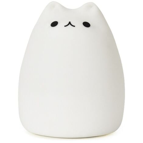 Veilleuse Enfant/Bébé,7 Couleurs Kawaii Chat,Veilleuse LED Rechargeable,Fonction Minuterie Lampe Chevet Silicone, Tactile Cadeau Fille