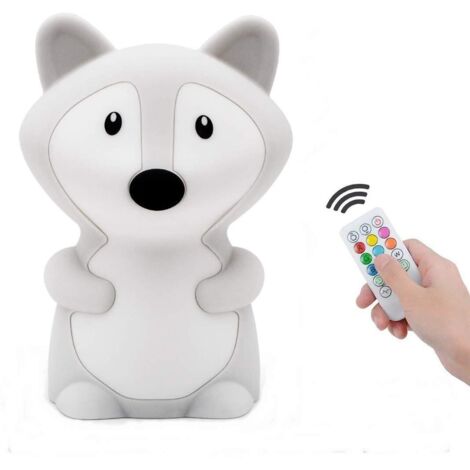 Veilleuse Enfant Chambre Lampe Veilleuse Bebe Veilleuse Renard Multicolore Rechargeable LED Veilleuse 9 Couleurs Veilleuse Bébé (Télécommande + Tactile Dimm)
