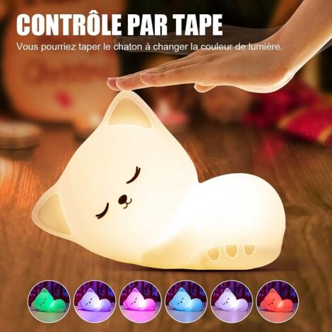 Veilleuse Enfant Chat,Veilleuse Bébé,Veilleuse Bebe Enfant Rechargeable,Veilleuse Bébé LED Portable Fille Adulte Garcon,Lampe Veilleuse Tactile Silicone Portable,Cadeau Bebe Fille Lumineux,Kawaii Deco