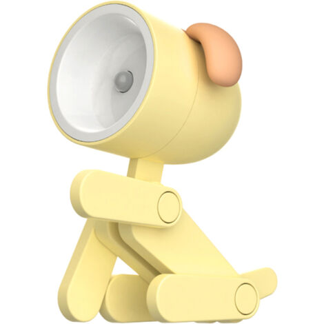 Veilleuse enfant dessin animé, mini lampe de bureau LED chien, mignonne à monter soi-même avec support téléphone ajustable, serre-livres