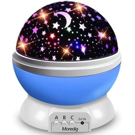 Veilleuse Enfant Etoile Projection Rotation à 360 degrés Lampe Projecteur Lumière Plafond, Led Veilleuse Bébé 8 Modes de couleur,