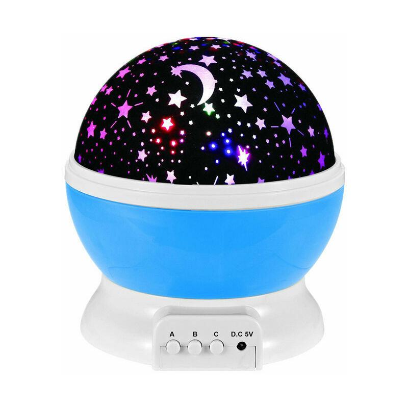 Ensoleille - Veilleuse Enfant, Lampe Projecteur Rotation à 360° Romantique,Veilleuse Bébé Étoiles, Lampes de Chevet Lampes d'ambiance-Bleu