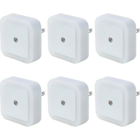 Veilleuse Enfant LED Automatique Lot de 6,Lampe Veilleuse Enfant avec Capteur de Lumière,Veilleuse Prise Électrique pour Chambre à Coucher,Espace bébé,Salon,Salle de Bains,Cuisines - Blanc-