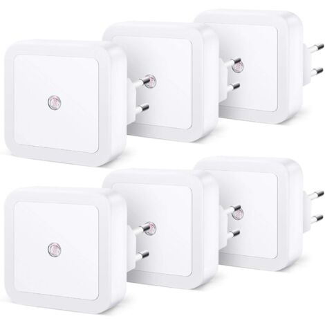 Veilleuse Enfant LED Automatique Lot de 6,Lampe Veilleuse Enfant avec Capteur de Lumière,Veilleuse Prise électrique pour Chambre à Coucher,Espace bébé,Salon,Salle de Bains,Cuisines - Blanc-Fei Yu